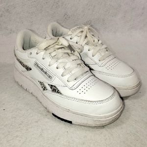 Reebok Club C Double Tennis Shoes Sneakers Women's Size 6 White Cheetah H67813
